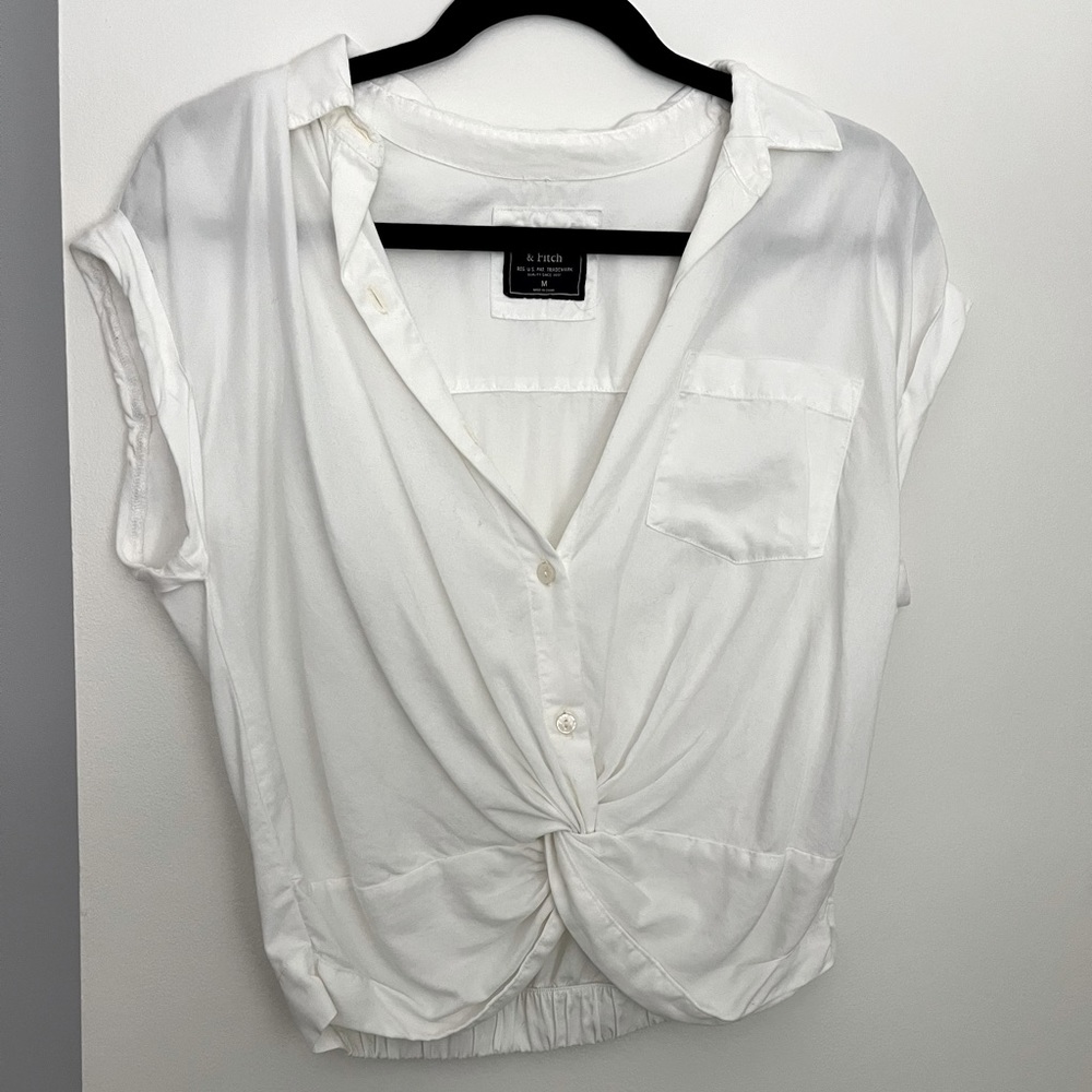 White Abercrombie & Fitch Button Down Crop Top